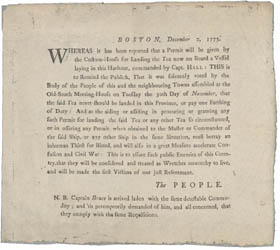 Boston, December 2, 1773: Whereas is has been reported that a Permit ... Broadside