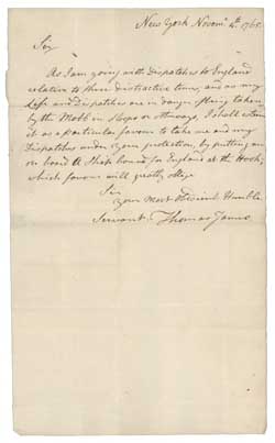 Letter from Thomas James to Archibald Kennedy, 4 November 1765 