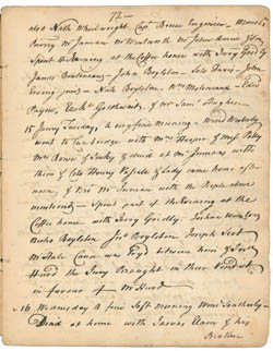 John Rowe diary 1, 15-17 January 1765, pages 72-73 