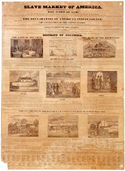 Slave Market of America broadside, issued by American Anti-Slavery Society, 1836