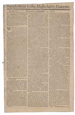 Supplement to the Massachusets-Gazette [sic] 