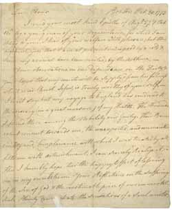 Letter from Phillis Wheatley to Obour Tanner, 30 October 1773 