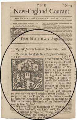 Silence Dogood essay 10: `Sir, Discoursing lately with an intimate Friend of mine of the lamentable Condition of Widows ...` 