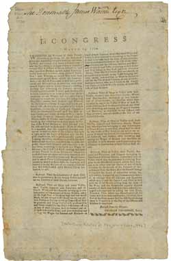 In Congress March 23, 1776. Whereas the Petitions of these United Colonies to the King, for the Redress of great and manifest Grievances ... Broadside