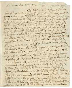 Letter (draft) from Abigail Adams to Mercy Otis Warren, [3] February 1775 