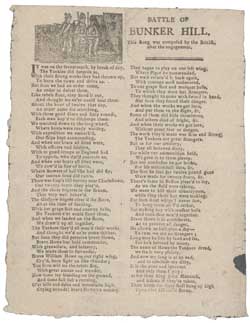 Battle of Bunker Hill: This Song was composed by the British after the engagement Broadside