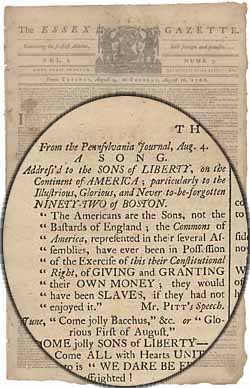 From the Pennsylvania Journal, Aug. 4. A Song. Address`d to the Sons of Liberty ... 