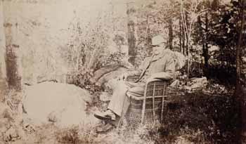 Francis Parkman seated in wicker chair, facing left Photograph