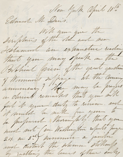 Letter from Elizabeth Cady Stanton to Edward M. Davis, 10 April [1869] 