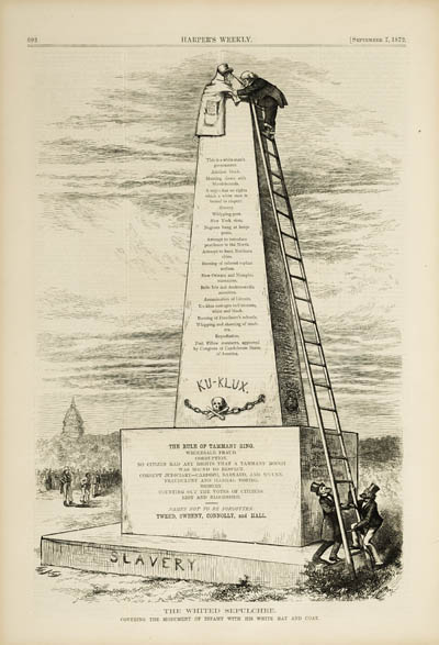 The Whited Sepulchre. Covering the Monument of Infamy with his White Hat and Coat. Engraving